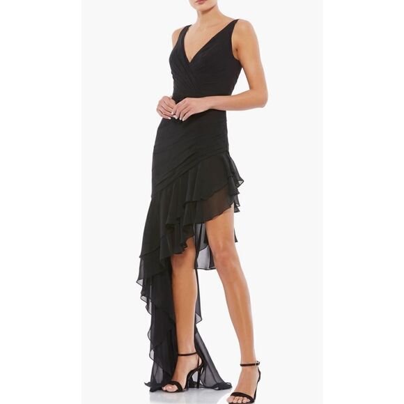 Mac Duggal Ruffle Asymmetric Sheath Dress NEW - Picture 1 of 11